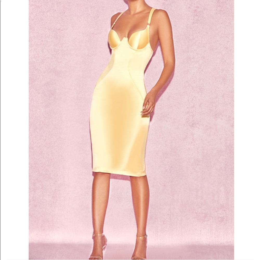 House of cb silky yellow dress